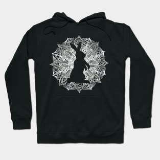 White Mandala Circle Bunny Hoodie